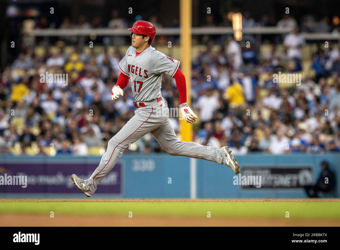 Los Angeles, California, USA. 7th July, 2023. Los Angeles Angels baseball player SHOHEI OHTANI in a game against the Los Angeles Dodgers on July 7, 2023 at Dodger Stadium. (Credit Image: © Mark Edward Harris/ZUMA Press Wire) EDITORIAL USAGE ONLY! Not for Commercial USAGE! Stock Photo