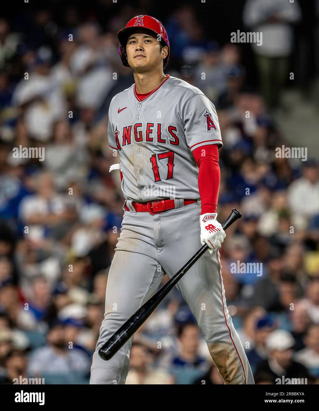 Los Angeles, California, USA. 7th July, 2023. Los Angeles Angels baseball player SHOHEI OHTANI in a game against the Los Angeles Dodgers on July 7, 2023 at Dodger Stadium. (Credit Image: © Mark Edward Harris/ZUMA Press Wire) EDITORIAL USAGE ONLY! Not for Commercial USAGE! Stock Photo