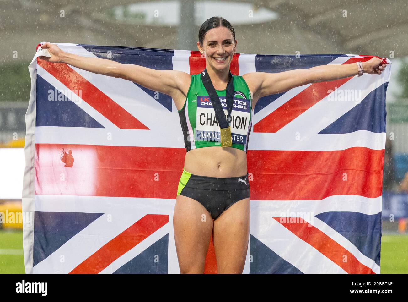 Manchester Regional Arena, Sportcity, Manchester, UK. 8th July, 2023. Poppy Tank wins gold in the ladies Steeplechase, during UK Athletics Championships 2023 at the Manchester Regional Arena. (Credit Image: Credit: Cody Froggatt/Alamy Live News Stock Photo