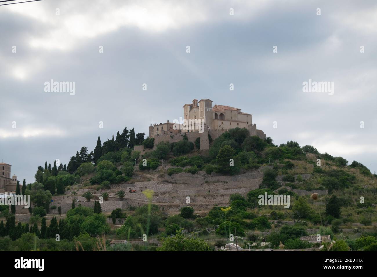 The castle of Santueri, Fortress church San Salvador, Arta, Mallorca, Spain Stock Photo
