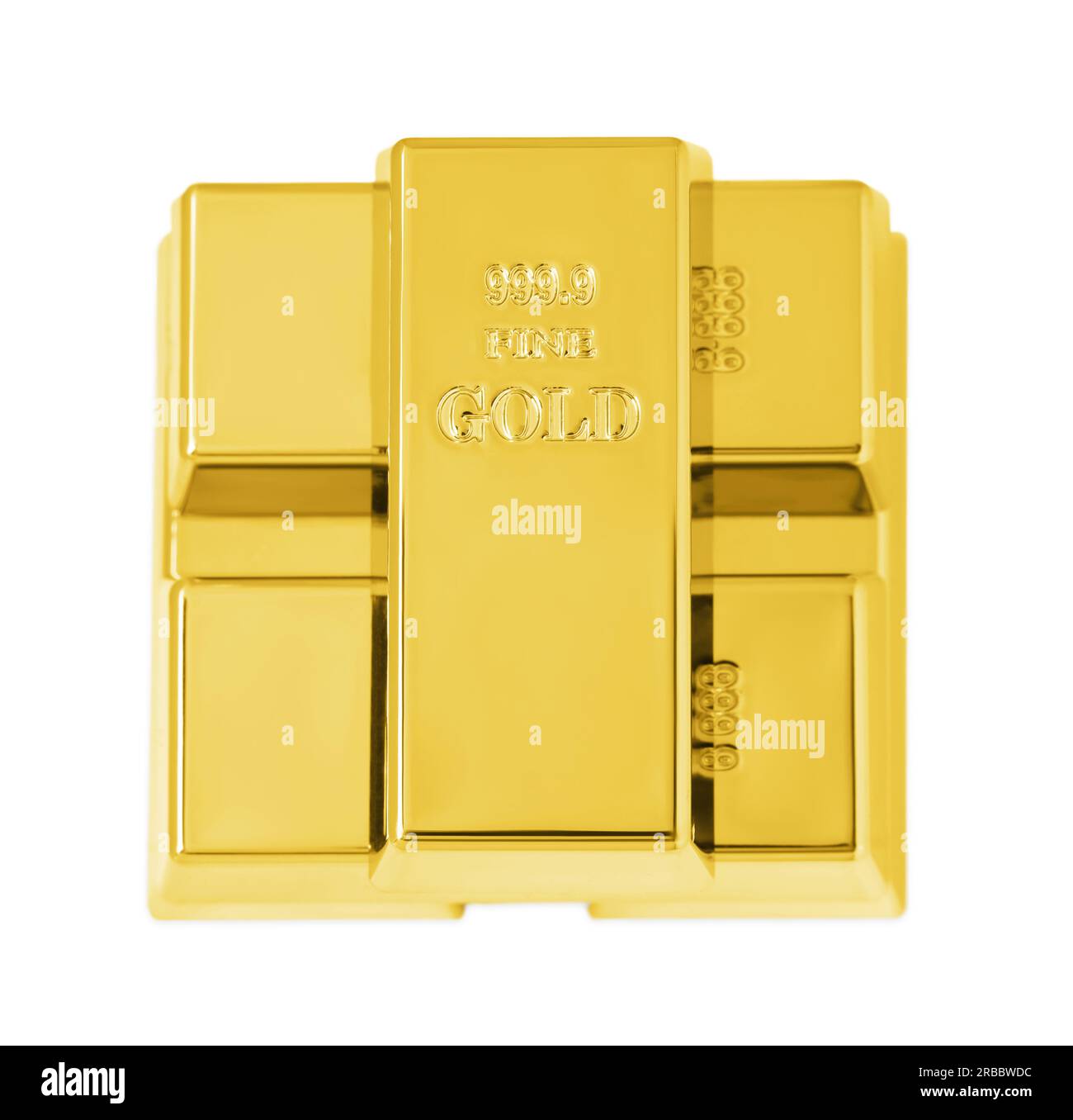Stack of shiny gold bars isolated on white, top view Stock Photo - Alamy