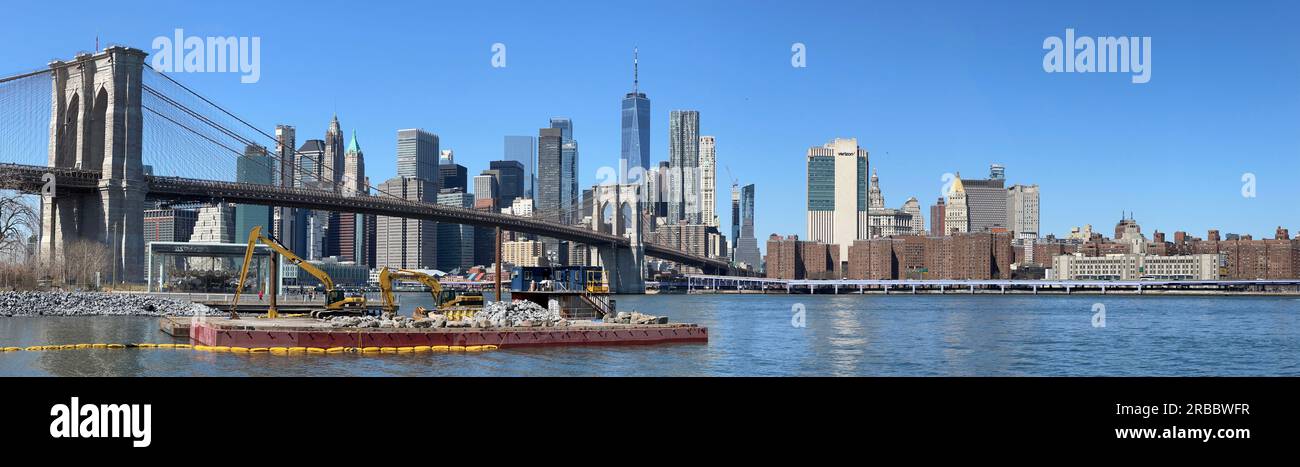 Panoramic view of New York City looking across the East River at the ...