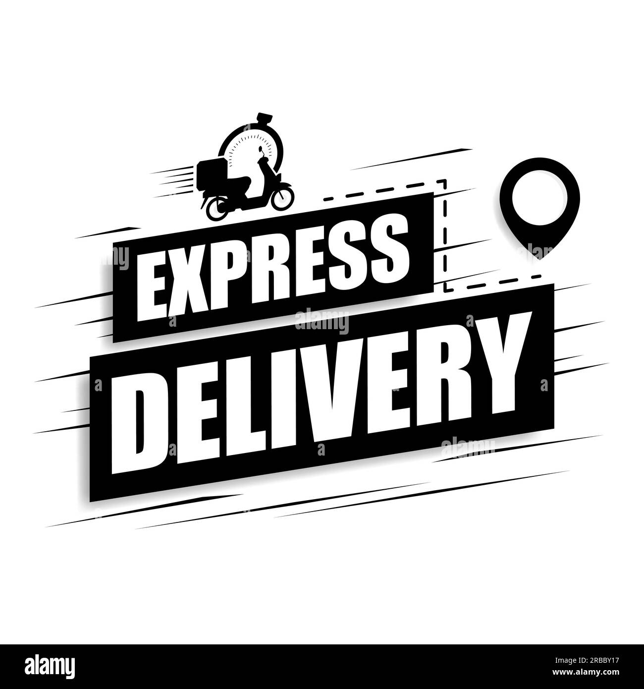 Express delivery icon on a white background. Motorcycle with stopwatch icon for service, order
