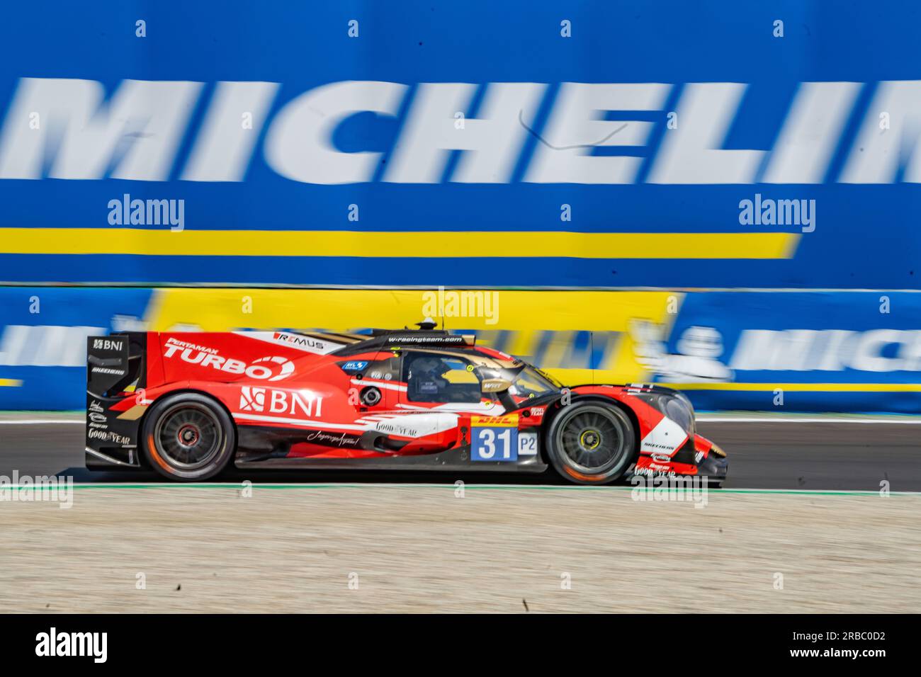 Monza, Italy. 08th July, 2023. 31 TEAM WRT BEL Oreca 07 - Gibson Sean Gelael (IDN) Ferdinand Habsburg-Lothringen (AUT) Robin Frijns (NLD) during the FIA WEC - 6 hours of Monza - World Endurance Championship at Autodromo di Monza on July 8th, 2023 in Monza, Italy (Photo by Fabio Averna/Sipa USA) Credit: Sipa USA/Alamy Live News Stock Photo