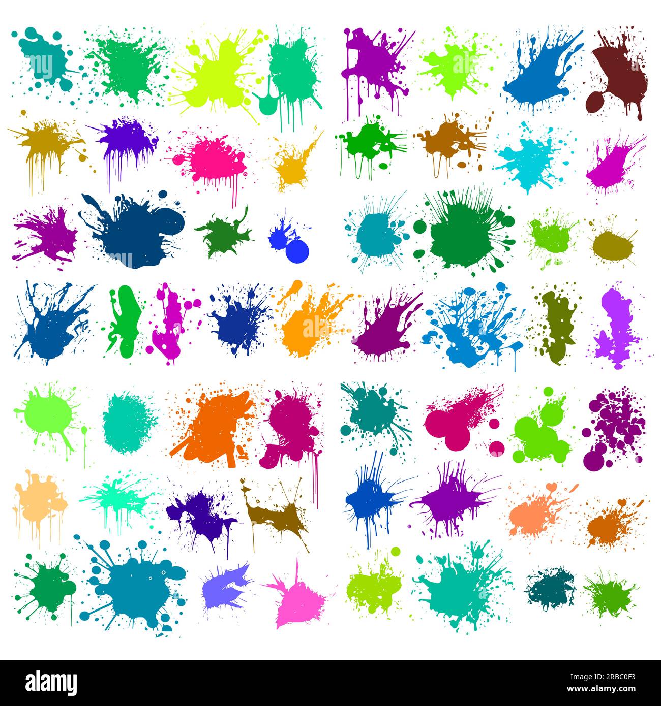 Splashes. Blotter spots. Colored liquid paint splash or ink splatter ...