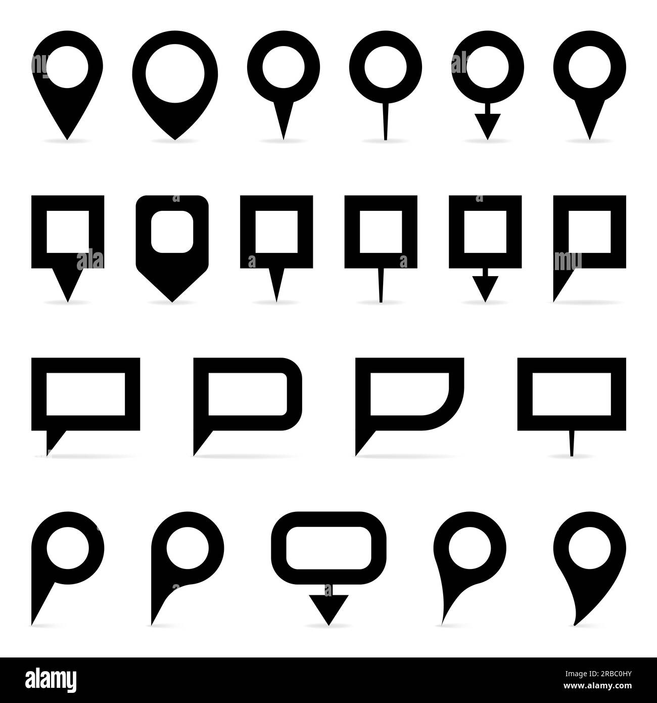 Collection of simple black map markers, vector eps10 illustration Stock