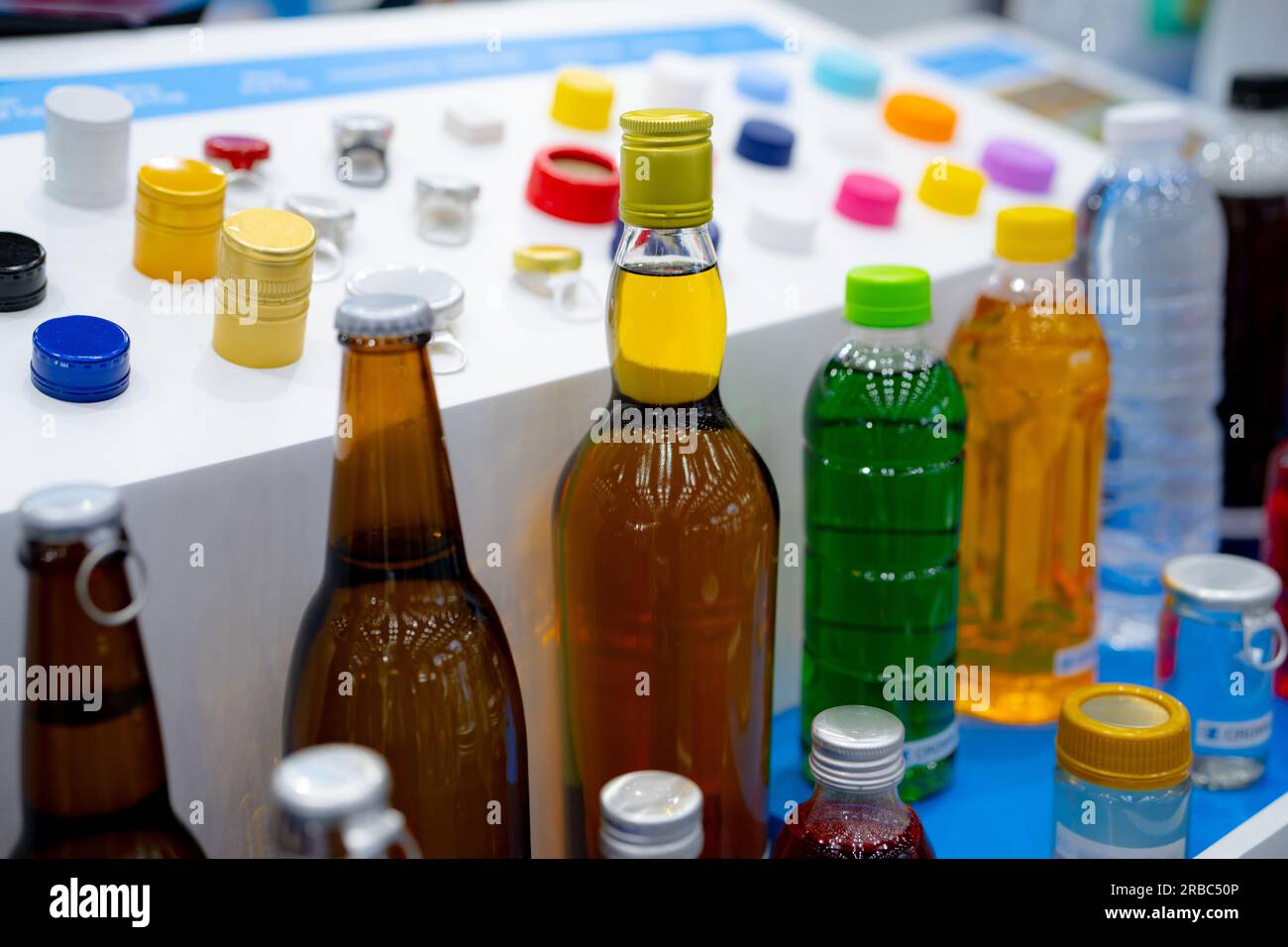 Caps packaging concept. Bottle caps and closures packaging design. Screw caps. Plastic cap and