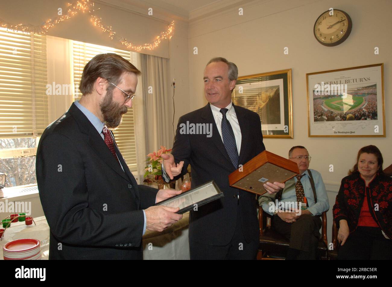 Secretary Dirk Kempthorne with departing Office of Budget Director John Trezise, staff Stock Photo