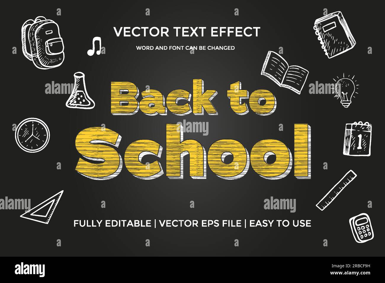 vector text effect back to school fully editable easy to use Stock Vector