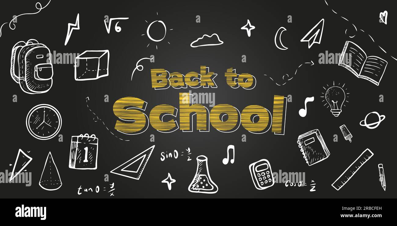 hand drawn back to school design background illustration vector Stock Vector