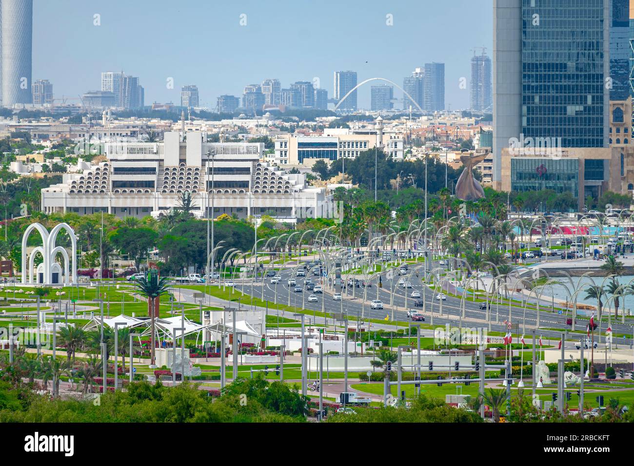 Aerial view of Q Post Building corniche road Qatar Stock Photo Alamy