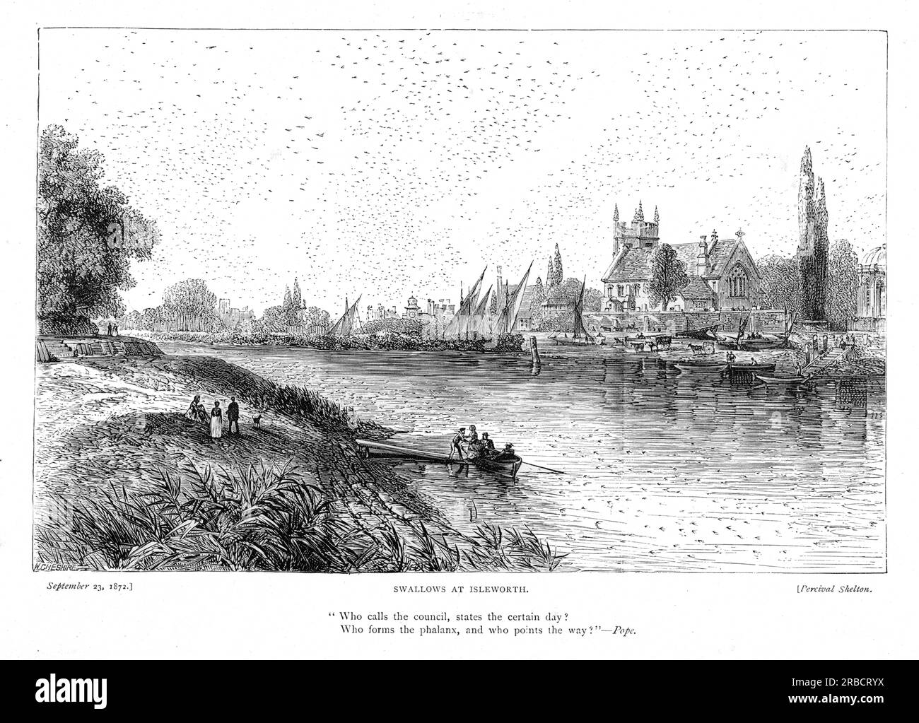 Swallows at Isleowrth Engraving by Charles Butterworth & Richard