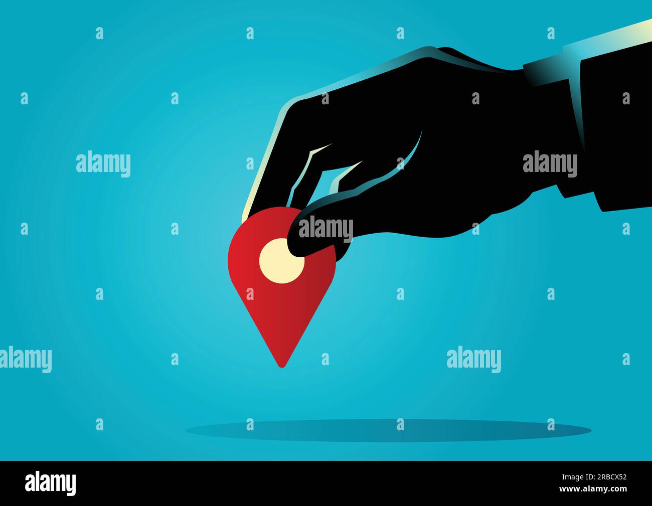 Vector illustration of a businessman hand holding a map pin Stock ...