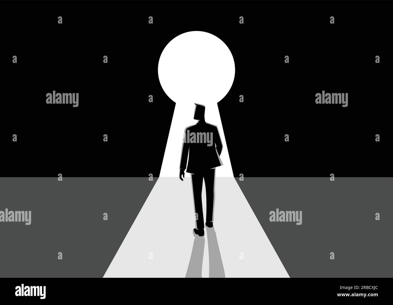 Business concept vector illustration of a businessman walking into