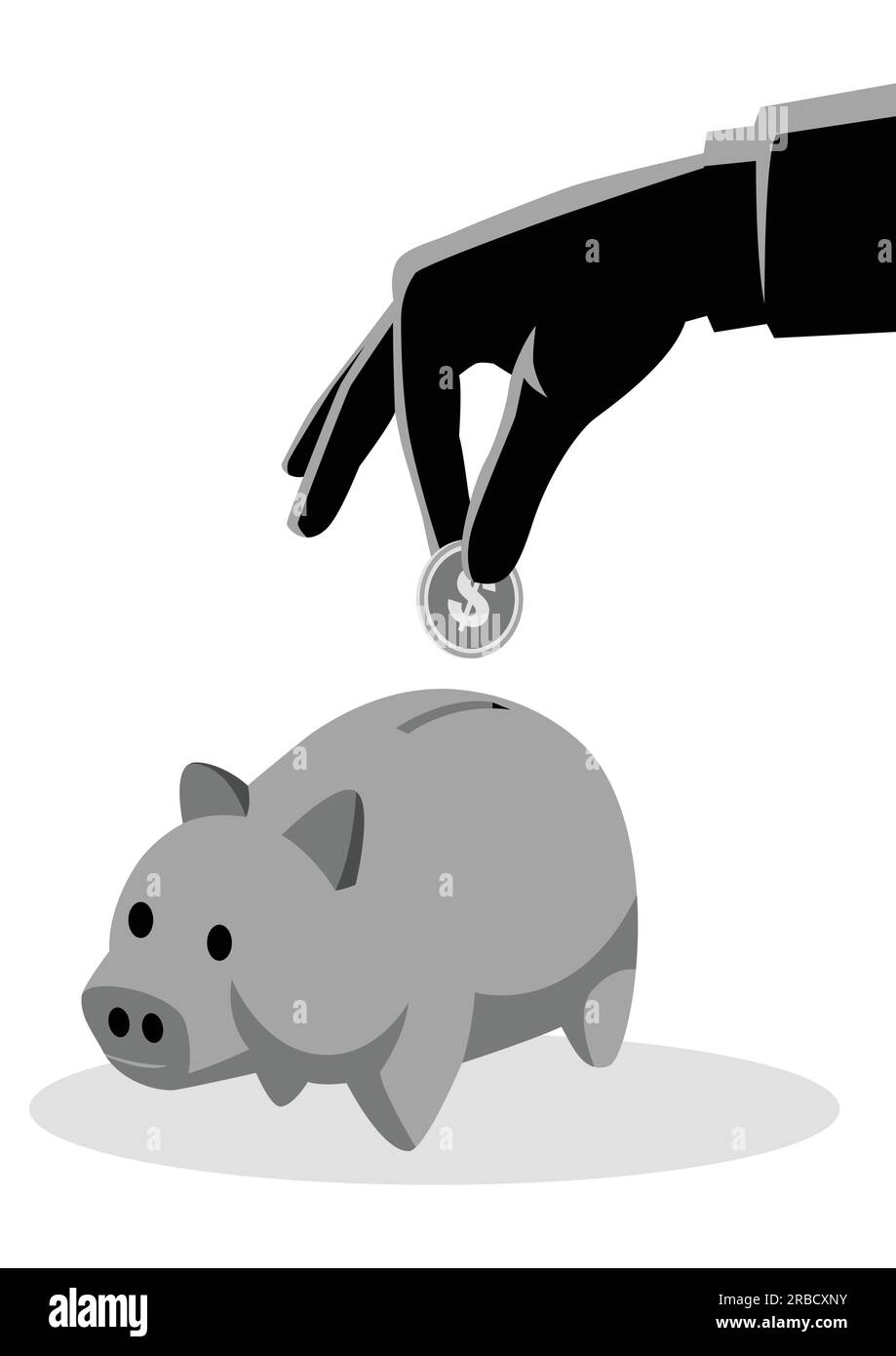 Business concept vector illustration of hand inserting a gold coin into ...