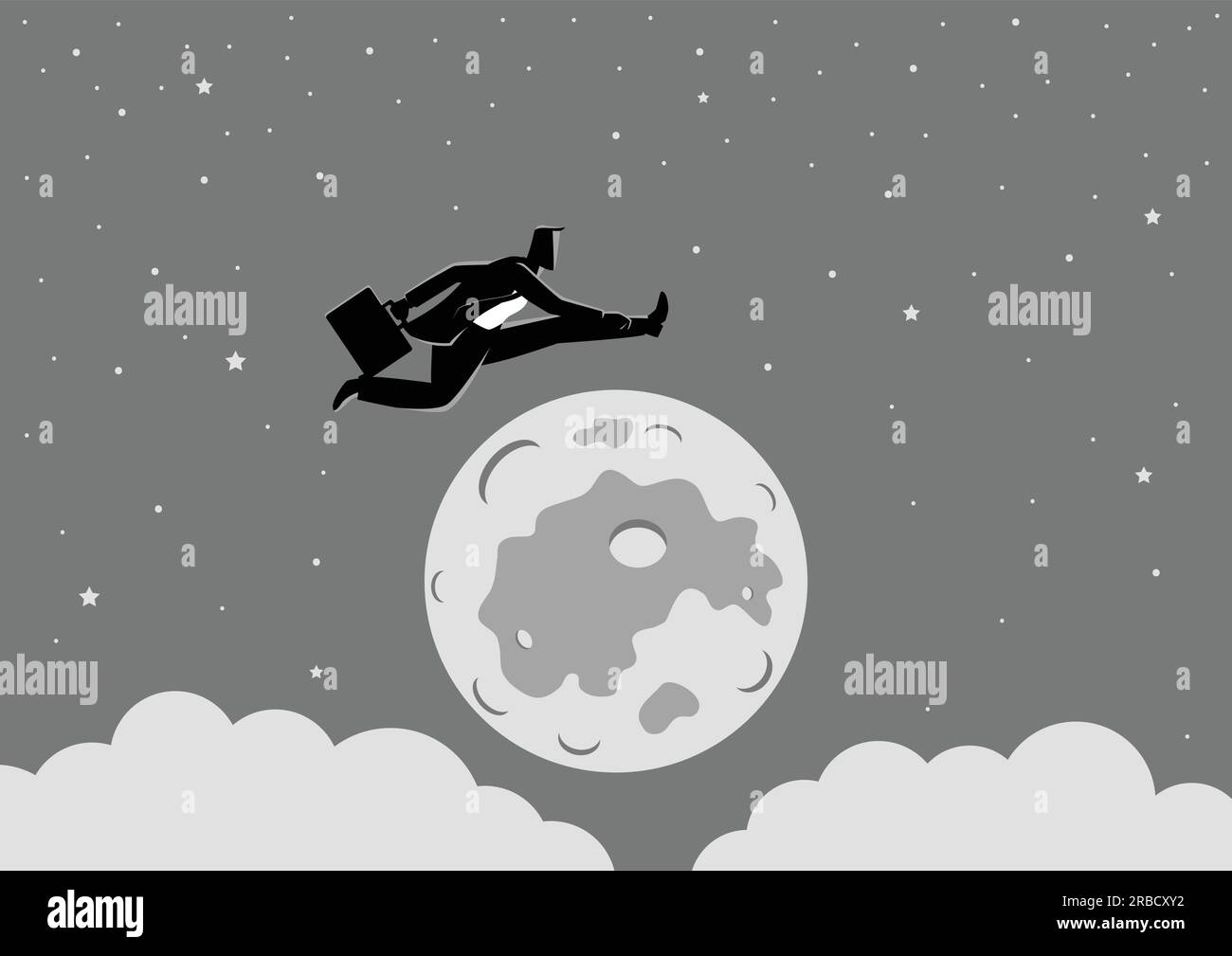 Business concept vector illustration of a businessman jumping over the