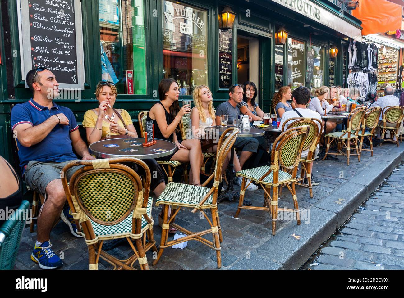 Paris, France, Crowd People, Tourists Relaxing at Paris Café, Day