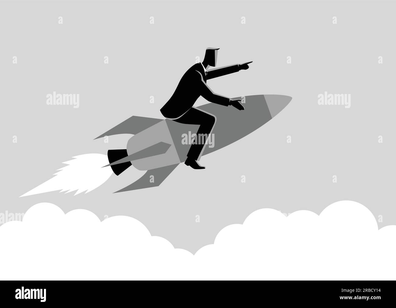 Business concept illustration of a businessman on a rocket Stock Vector ...