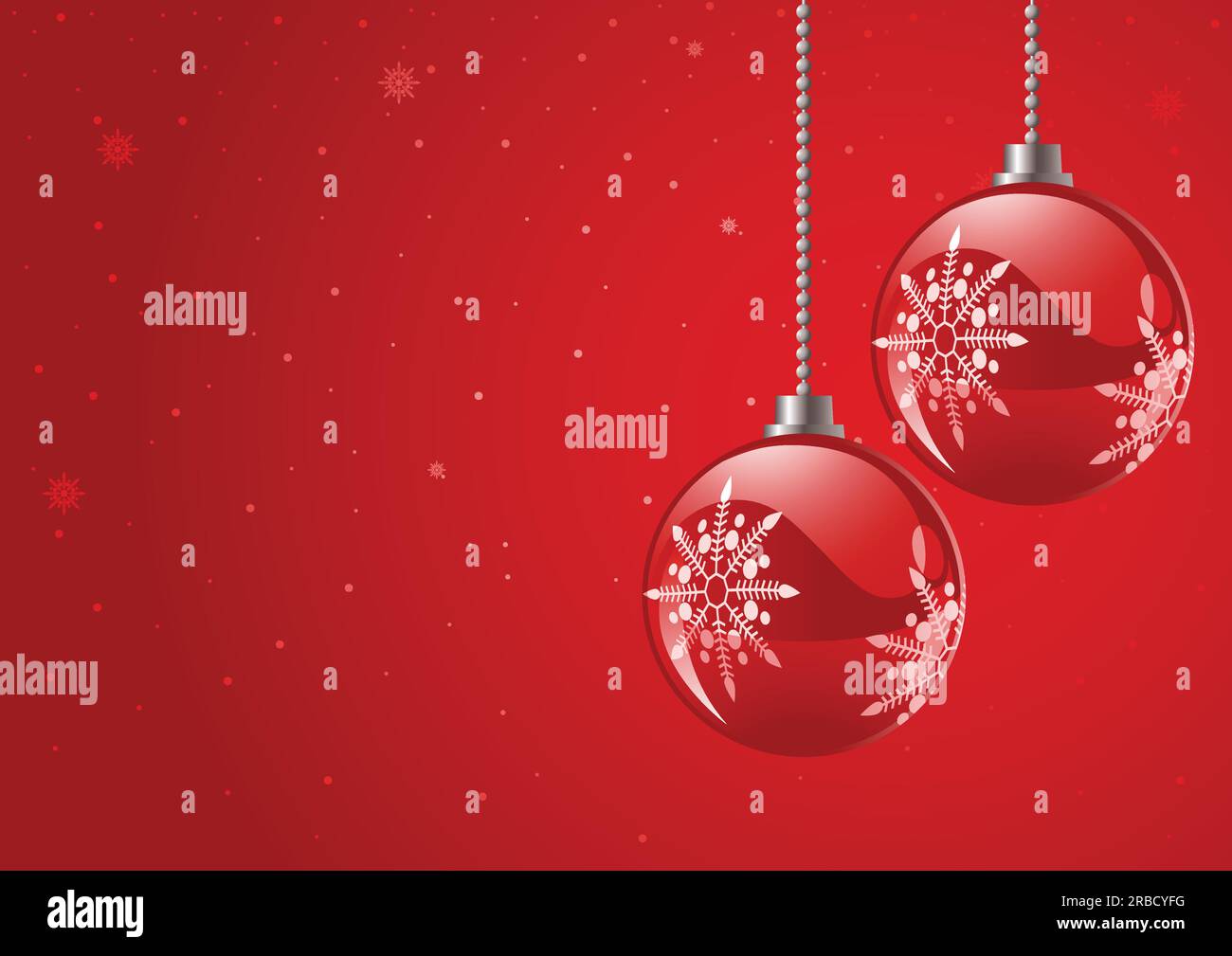 Red Christmas balls on red for Christmas theme and background Stock Vector