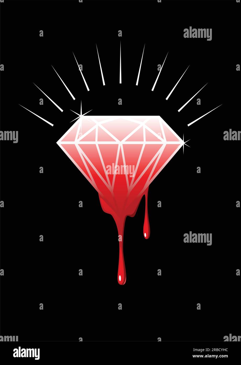 Conceptual illustration of blood diamonds (also called conflict, war