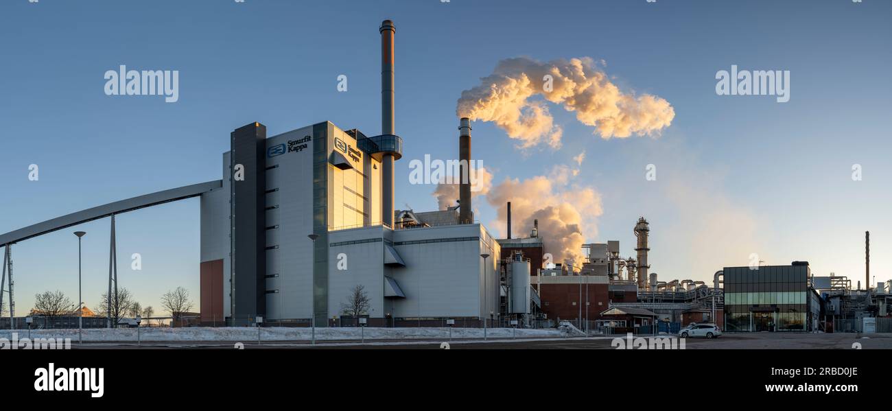 Factory smokestacks from paper industry Smurfit Kappa in action Stock Photo  - Alamy