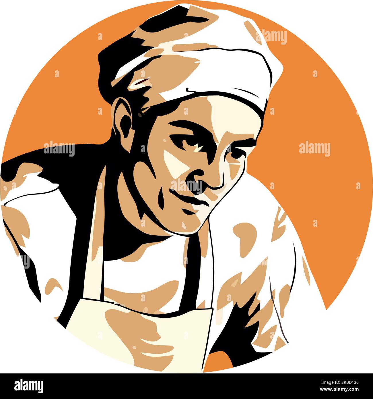 Smiling chef in uniform cooking delicious food Stock Vector