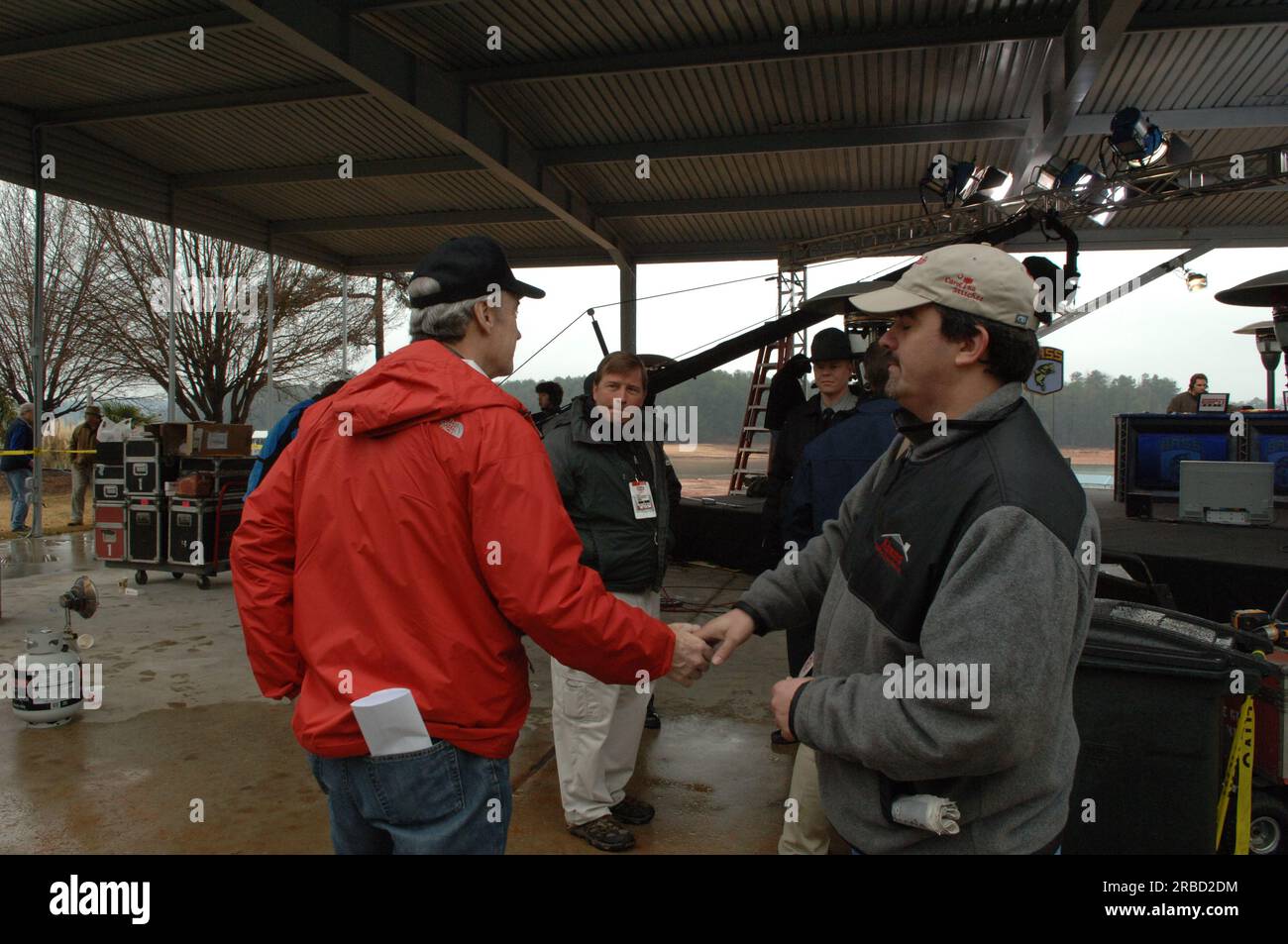 Segment of ESPN Radio's Mike and Mike Show, co-hosted by Mike Greenberg and Mike Golic, at the Bassmasters Classic professional fishing tournament, Greenville, South Carolina, with guest appearance by Secretary Dirk Kempthorne Stock Photo