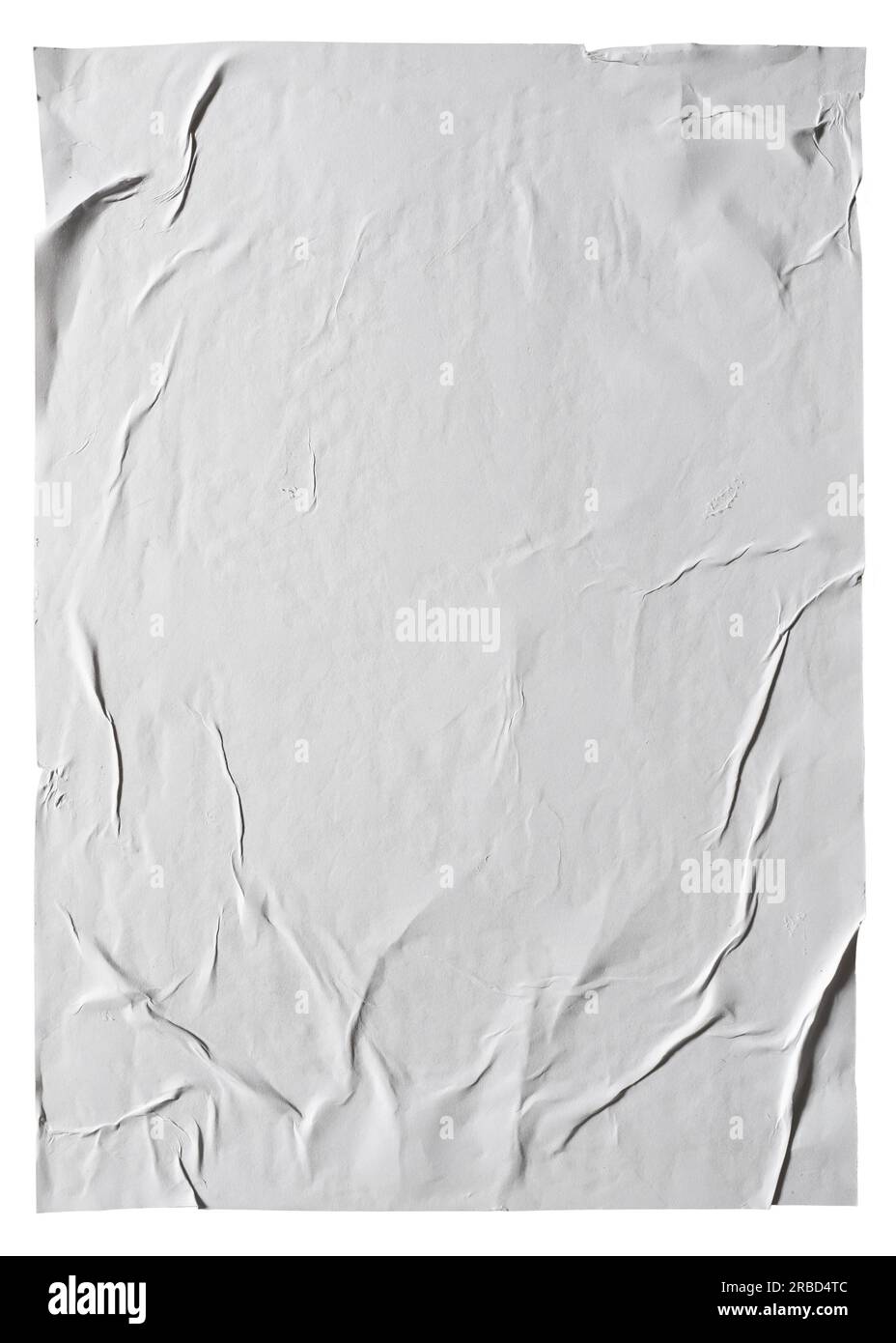 White wheat paste poster paper texture on white background with clipping path Stock Photo