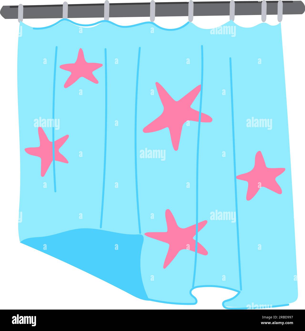 bathroom shower curtain cartoon vector illustration Stock Vector Image & Art Alamy