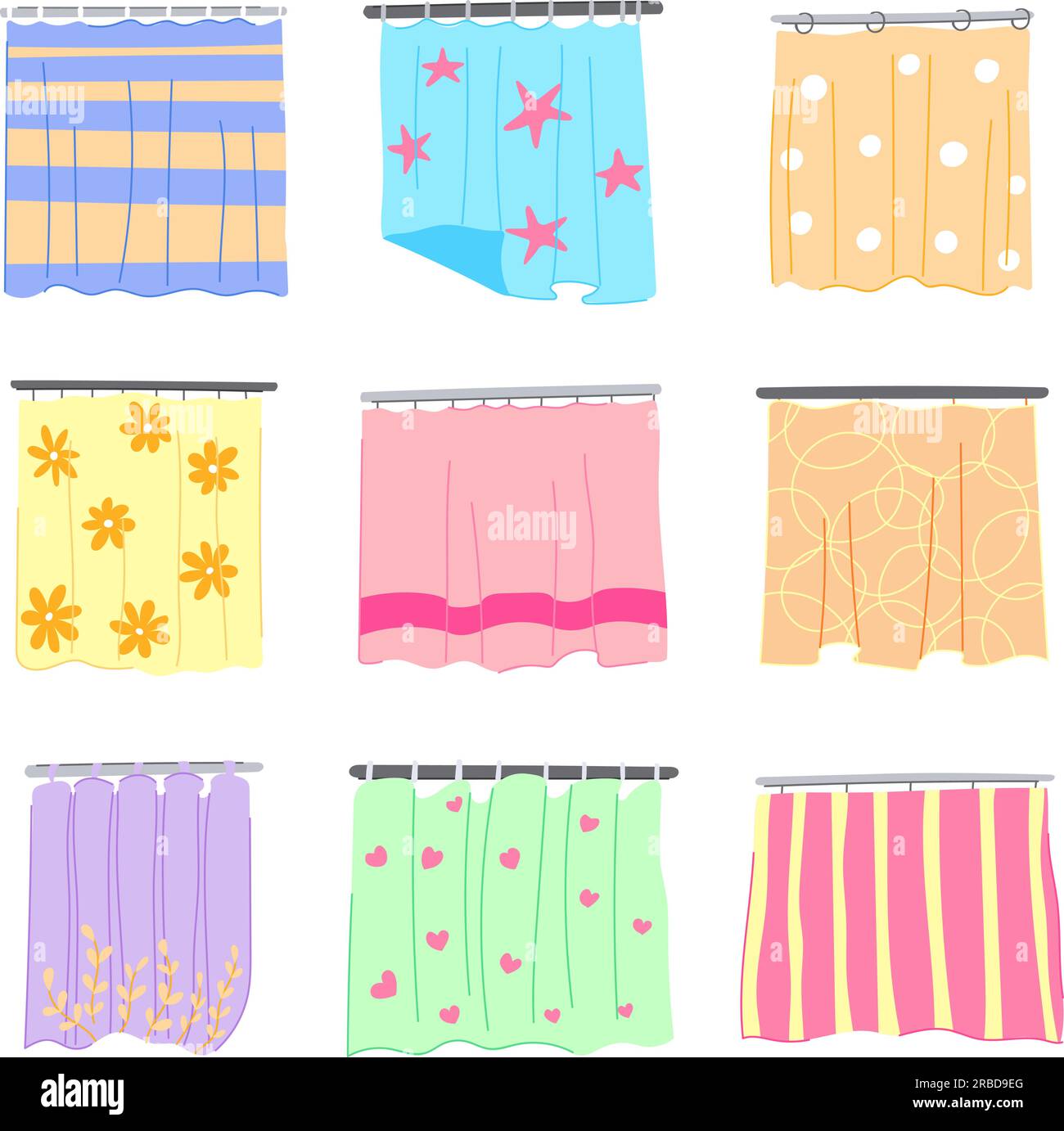shower curtain set cartoon vector illustration Stock Vector Image & Art