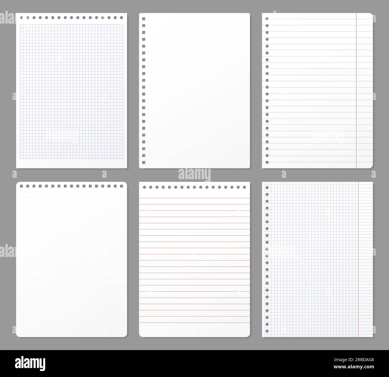 Notebook sheet. Sheets torn from notebook, paper note lined page and