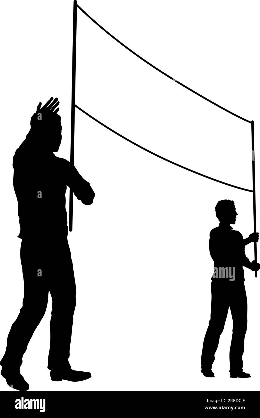 Banner Silhouette Protestors at March Rally Strike Stock Vector Image ...