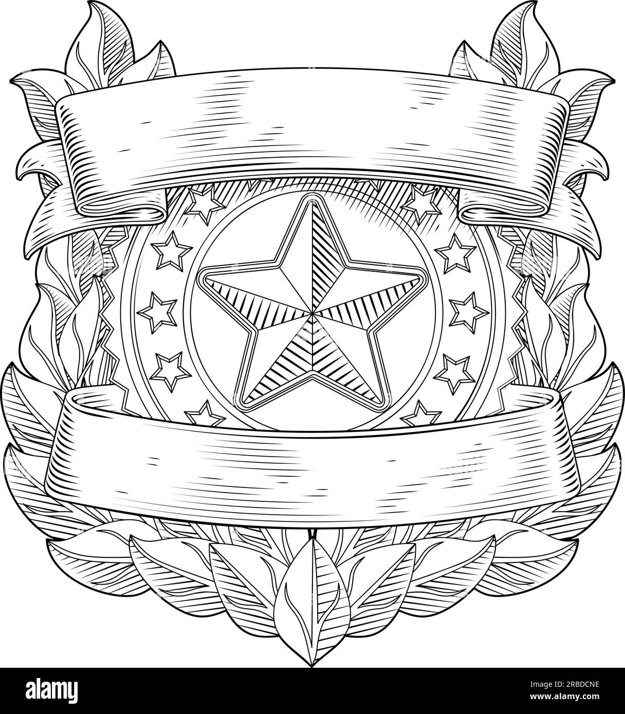Police Military Badge Star Shield Sheriff Crest Stock Vector