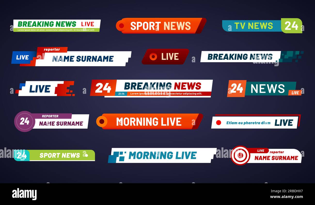Tv news bar. Television broadcast media title banner. Sports tv show