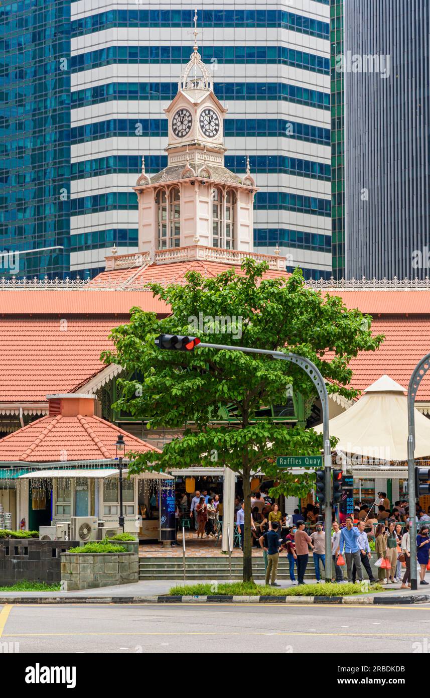 Lau Pa Sat hawker centre in the Central Business District of the Downtown Core, Singapore Stock Photo