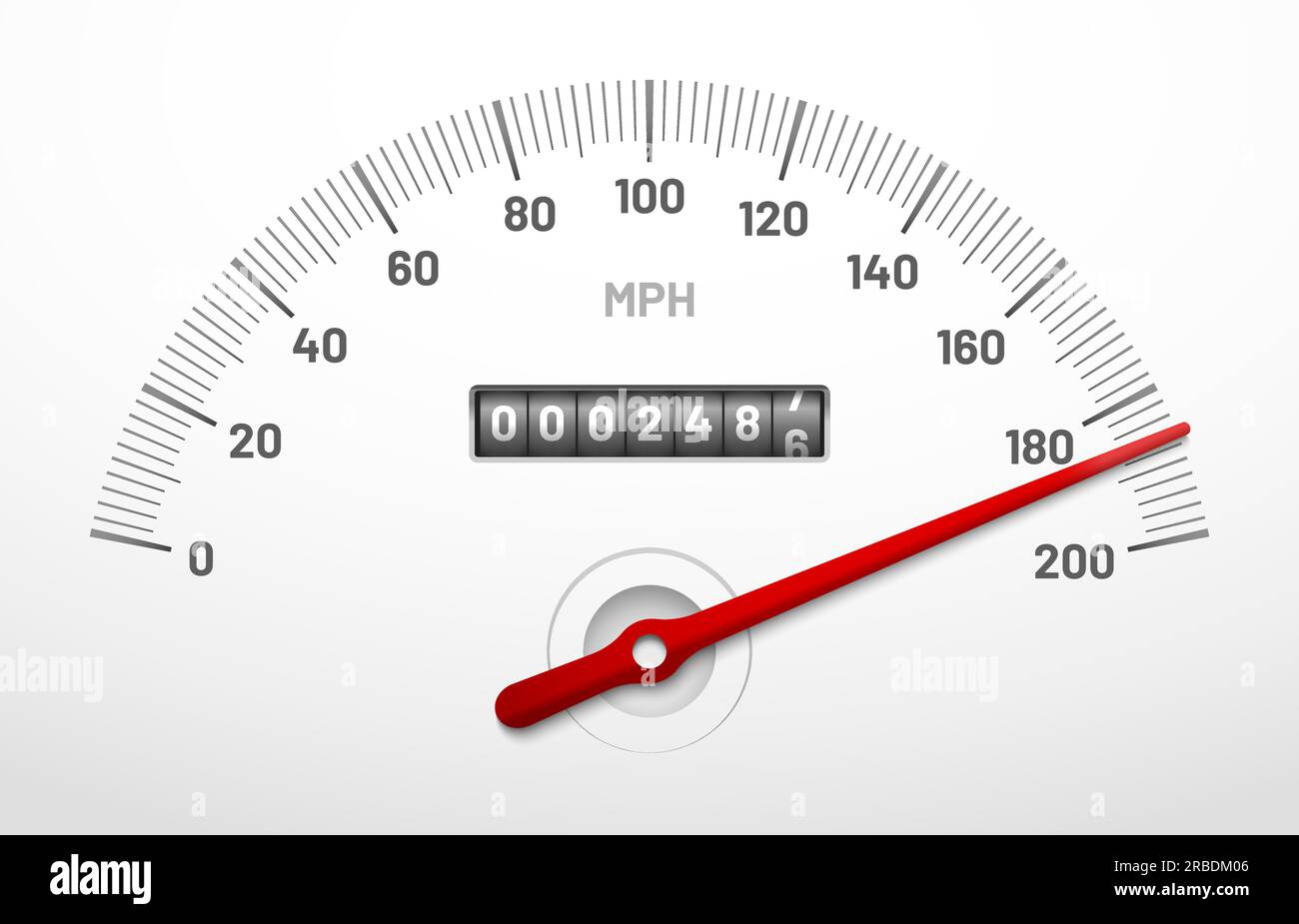 Car speedometer dashboard. Speed metre panel with odometer, miles