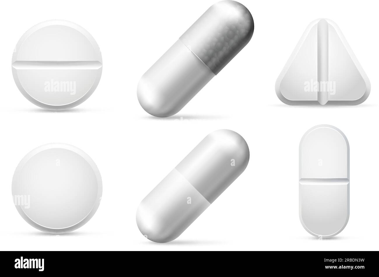 Medicine round white cure pills, aspirin, antibiotics, vitamin and