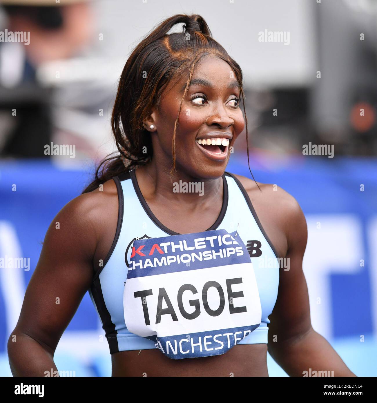 Manchester Regional Arena, Manchester, UK.  National UK Athletics Championships 2023.  Caption: TAGOE - Womens 100 Meters   Picture: Mark Dunn/Alamy Live News (Sport) Credit: Mark Dunn Photography/Alamy Live News Stock Photo