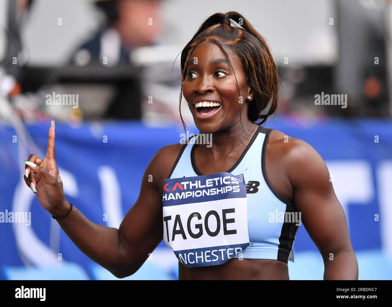 Manchester Regional Arena, Manchester, UK.  National UK Athletics Championships 2023.  Caption:  TAGOE - Womens 100 Meters    Picture: Mark Dunn/Alamy Live News (Sport) Credit: Mark Dunn Photography/Alamy Live News Stock Photo