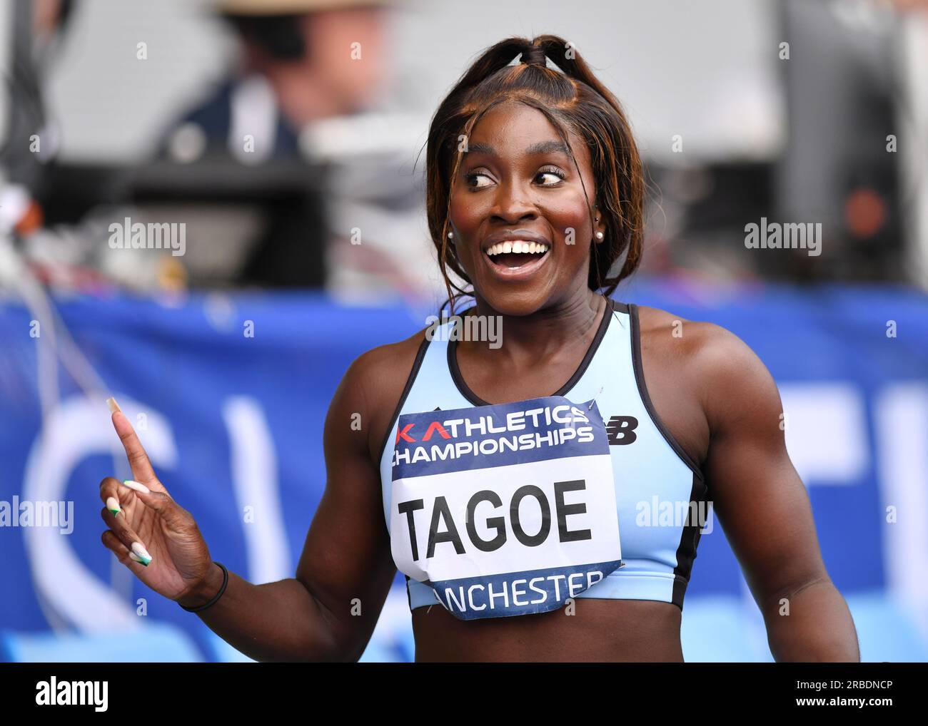 Manchester Regional Arena, Manchester, UK.  National UK Athletics Championships 2023.  Caption:  TAGOE - Womens 100 Meters    Picture: Mark Dunn/Alamy Live News (Sport) Credit: Mark Dunn Photography/Alamy Live News Stock Photo