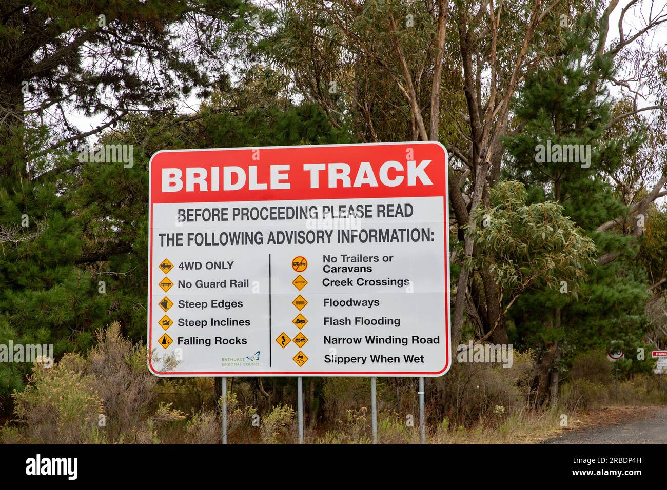 Hill End bridle track NSW historic walking and horse trail during the gold mining boom, now a 4WD track to receives and campgrounds, New South Wales Stock Photo