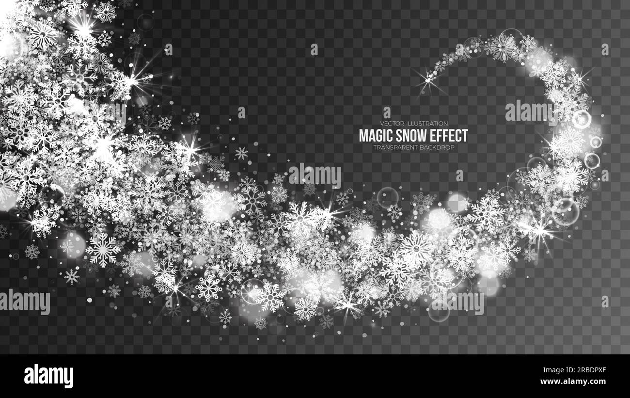 Merry Christmas Swirling Snow Effect With Snowflakes And Lights Overlay