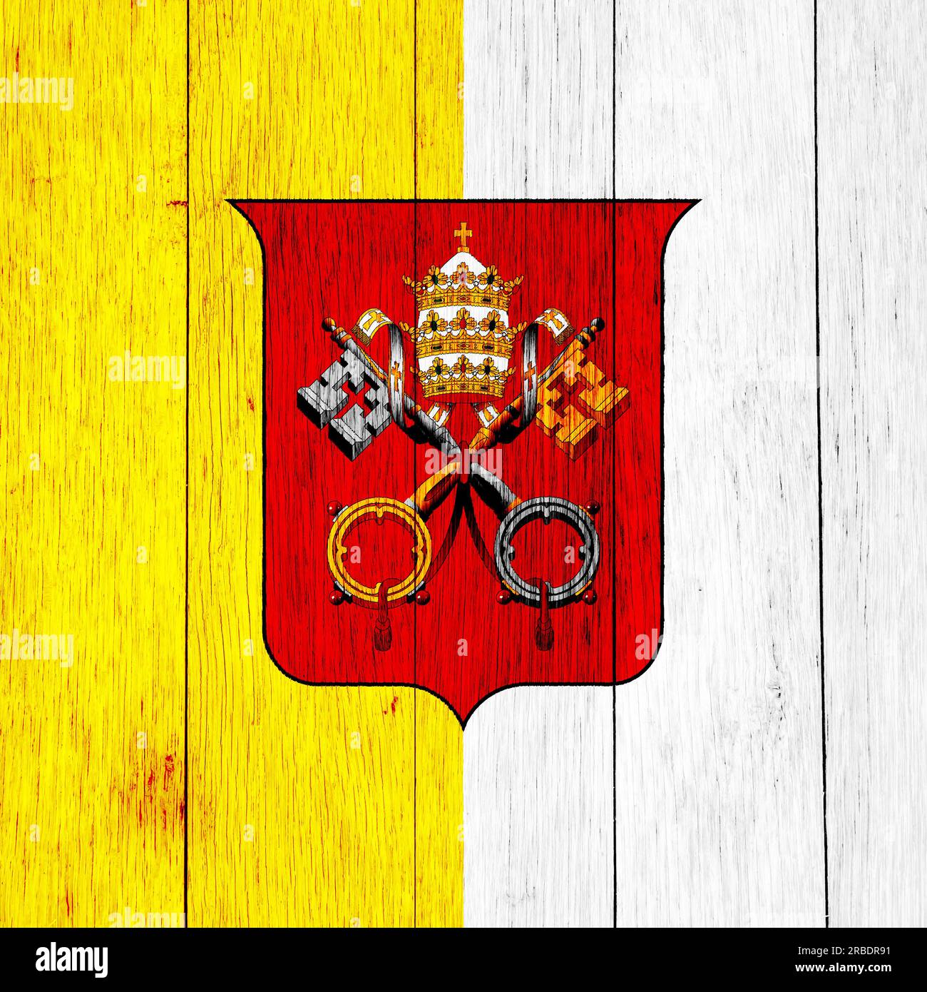 Flag and coat of arms Vatican City State on a textured background