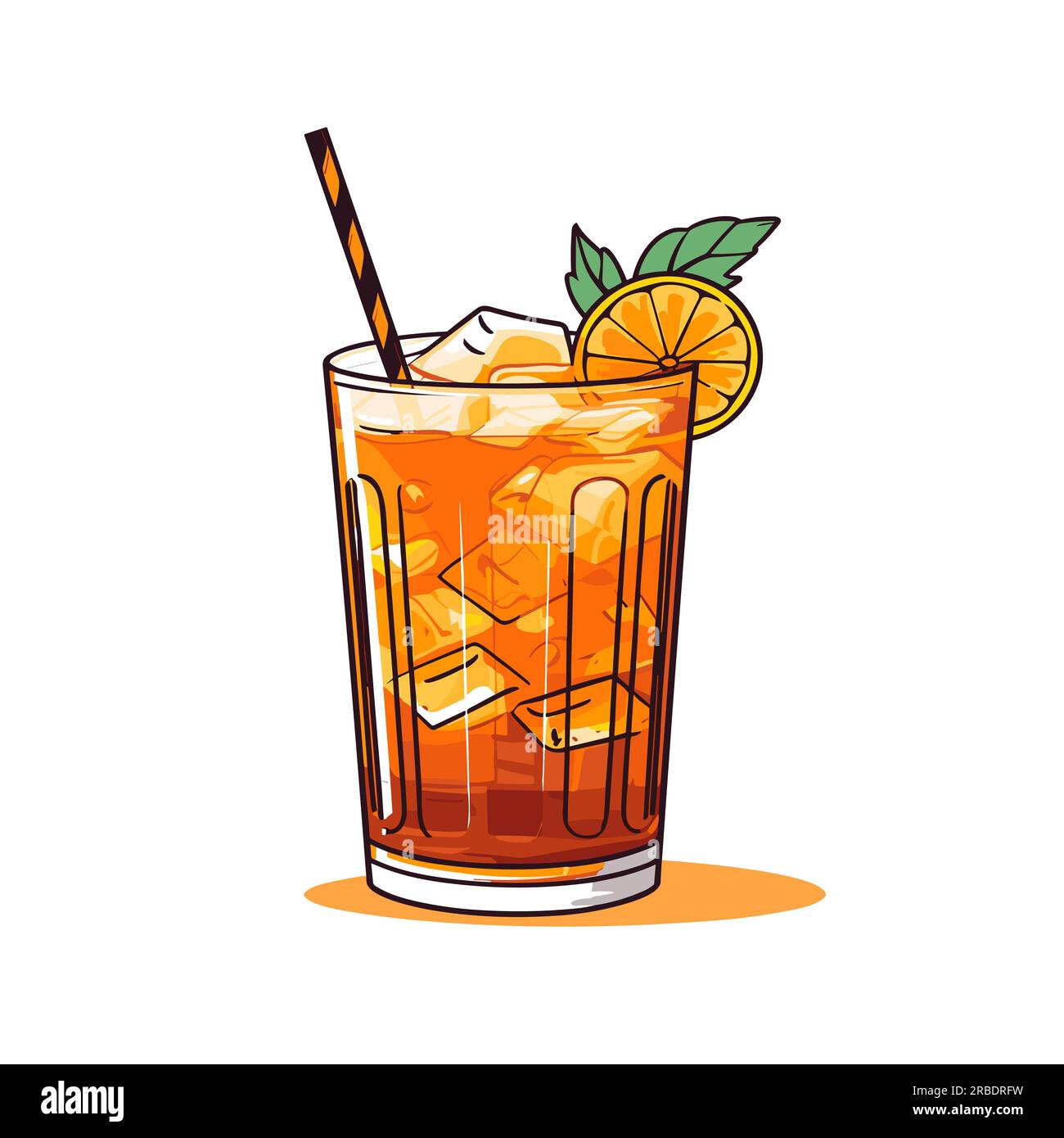 Cocktail in a glass with a straw on background of transparency, long island  iced tea. Stock Vector