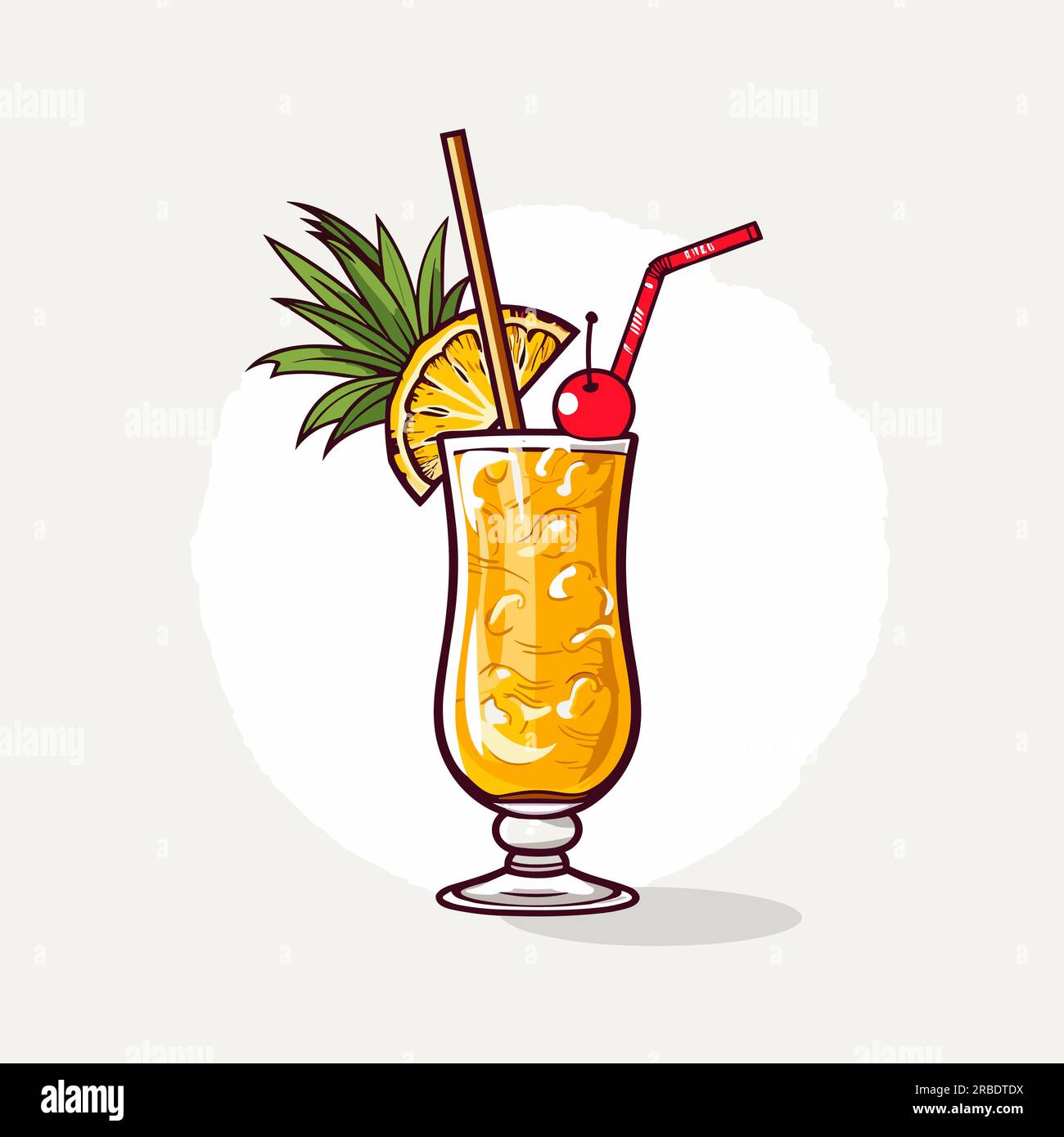 Pina Colada Pina Colada Cocktail Hand Drawn Comic Illustration Vector Doodle Style Cartoon 2667