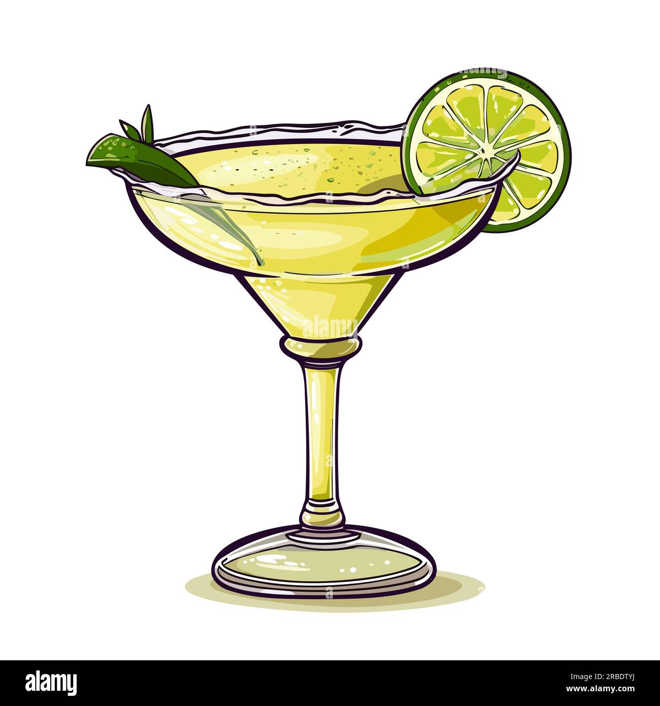 Margarita. Margarita cocktail handdrawn comic illustration. Vector