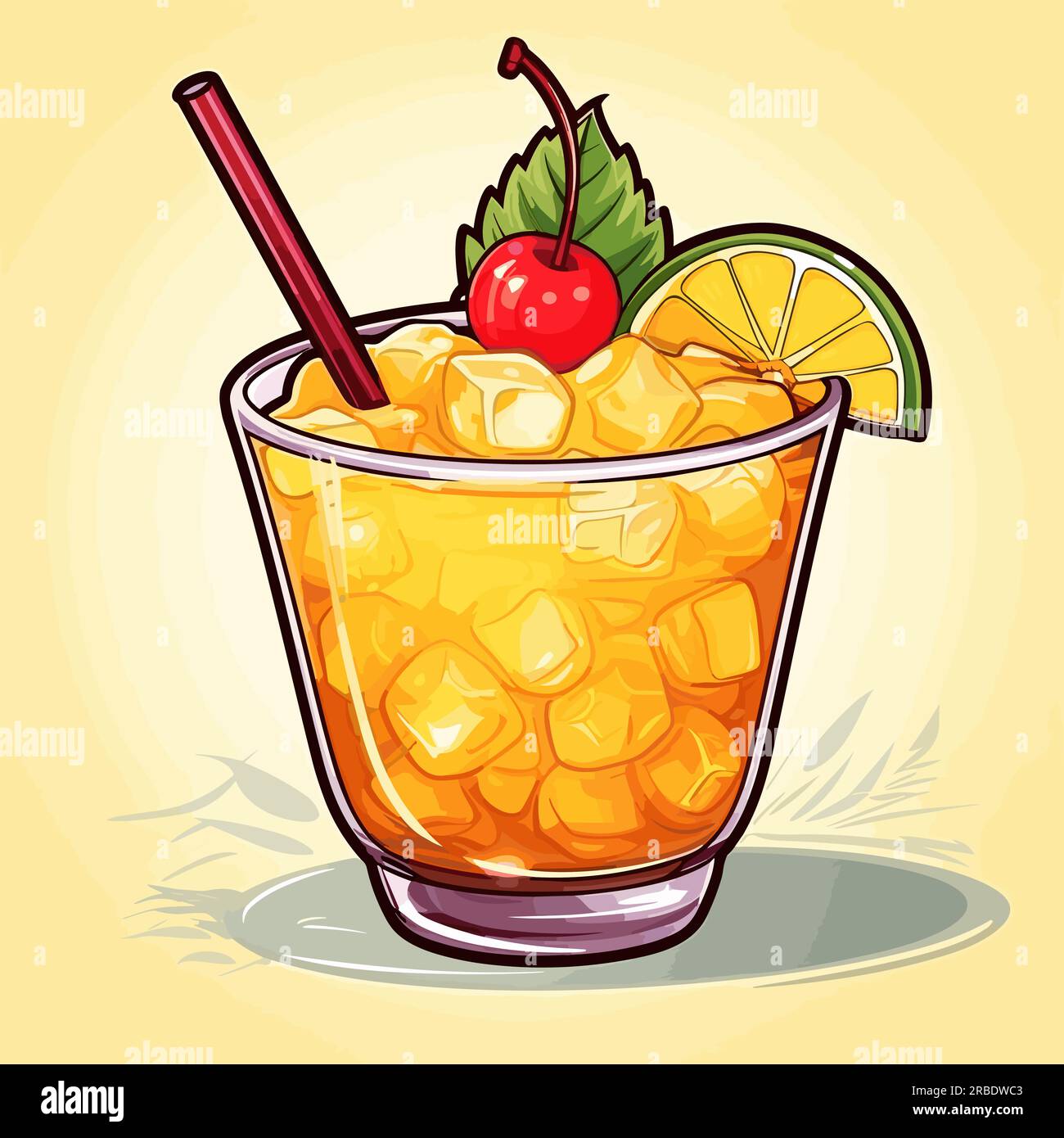 Mai Tai. Mai Tai cocktail handdrawn comic illustration. Vector doodle