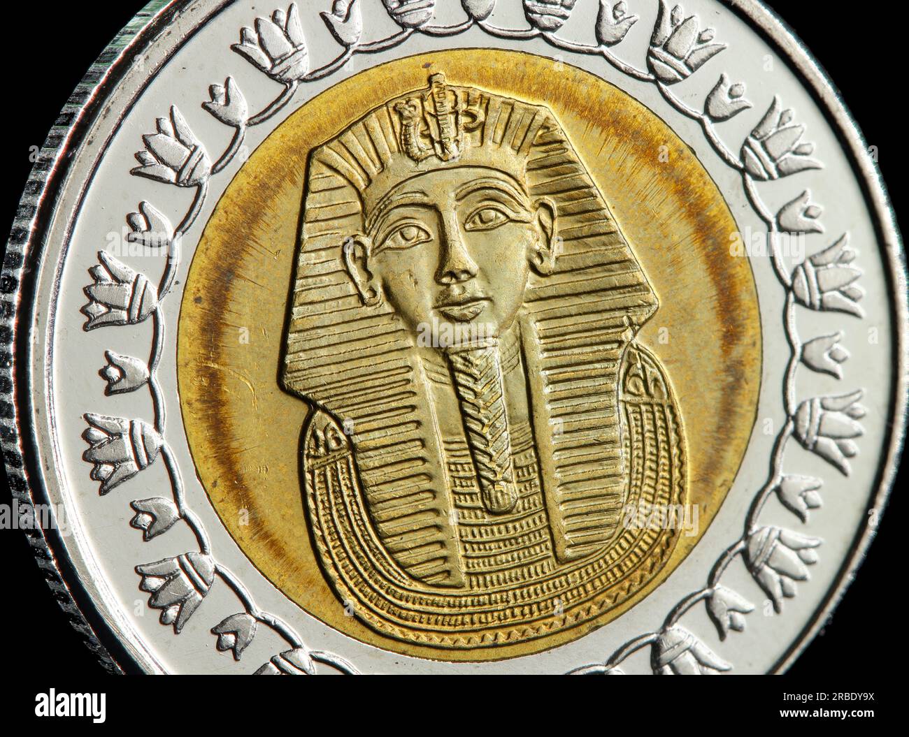 An Egyptian bimetallic one pound coin featuring Pharaoh Tutankhamun ...