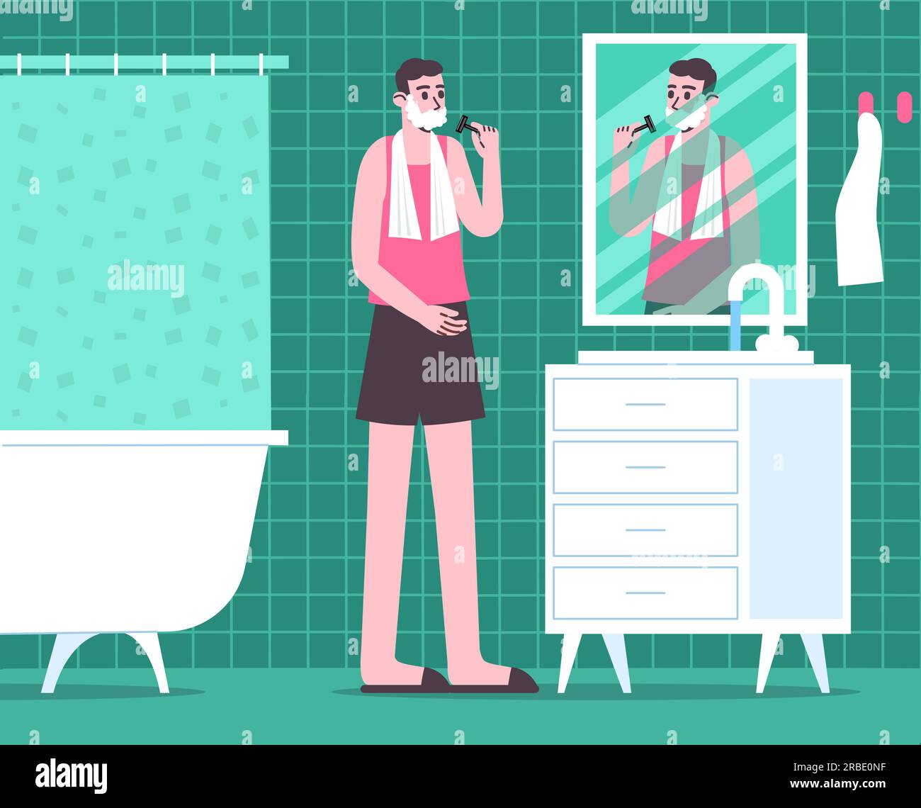 Cartoon man shaving beard razor hi-res stock photography and images - Alamy