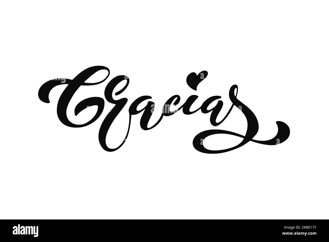 Thank you vector lettering in spanish: Gracias. Modern brush calligraphy. Hand drawn design elements. Logos and emblems for invitation, greeting card, Stock Vector